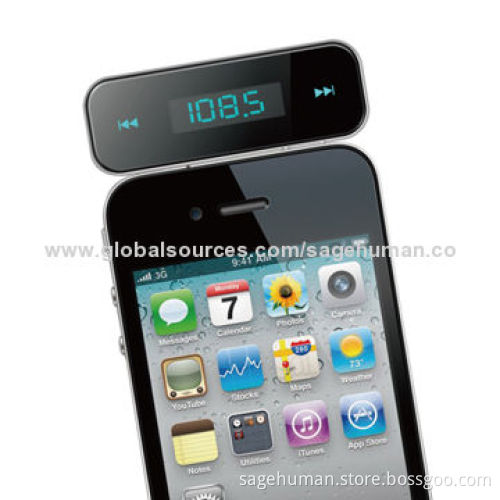In-car Handsfree FM Transmitter for iPod/iPhone and Handheld Devices, Infrequency LCD display